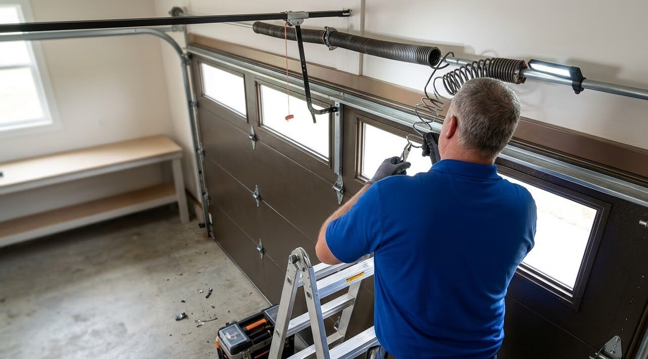 Garage door opener being reconnected after a power outage in Polk County Florida