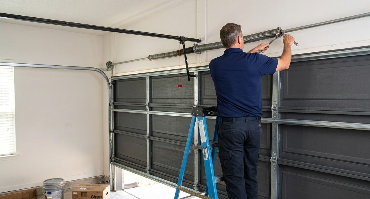 Garage door opener motor and logic board in a Florida garage
